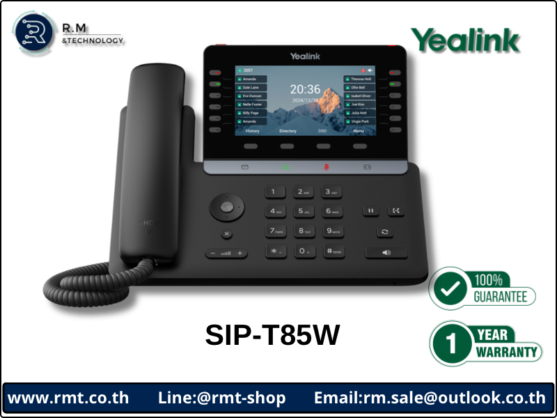 Yealink SIP-T85W โทรศัพท์สำนักงาน IP Phone Wi-Fi 6 จอสี 5.5 นิ้ว 16 SIP