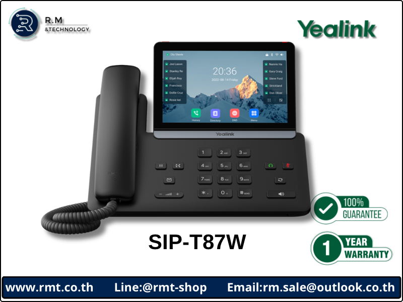 Yealink SIP-T87W โทรศัพท์สำนักงาน IP Phone จอสัมผัส 7 นิ้ว Wi-Fi 6 16 SIP
