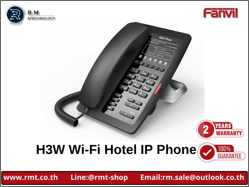 Fanvil H3W (ดำ) โทรศัพท์ IP โรงแรม Wi-Fi 2 SIP สีดำ